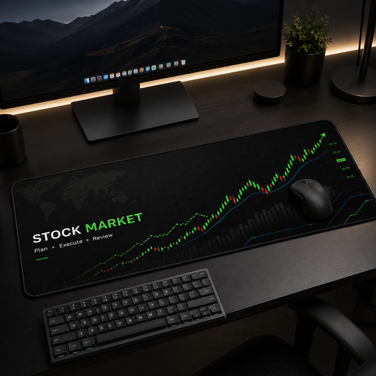 Stock Market Mousepad – Plan. Execute. Review.